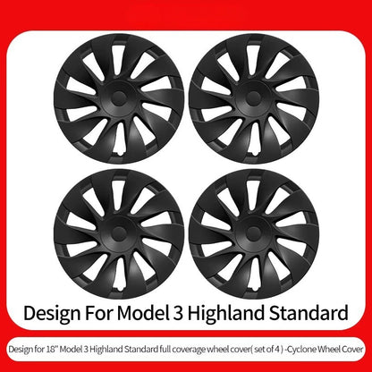 EVKITT 4PCS for 2026 Model 3 Standard 18 inch Wheel Cover Cyclone Style Hub Cover Cap Replacement Accessories Hubcaps Design for Tesla