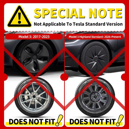 EVKITT 4PCS for Model 3 Highland (2024-2026) 18 Inch Right＆Left Hubcaps Storm Style Replacement Accessories Wheel Cover for Tesla
