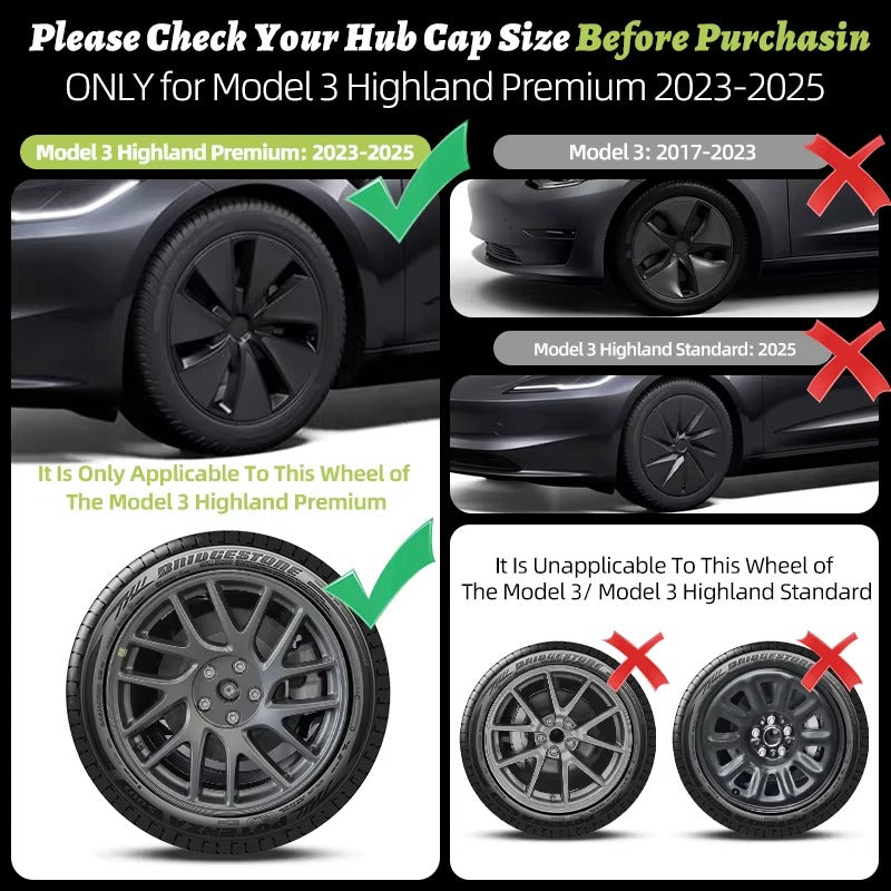 EVKITT 4PCS for Model 3 Highland (2024-2026) 18 Inch Right＆Left Hubcaps Storm Style Replacement Accessories Wheel Cover for Tesla