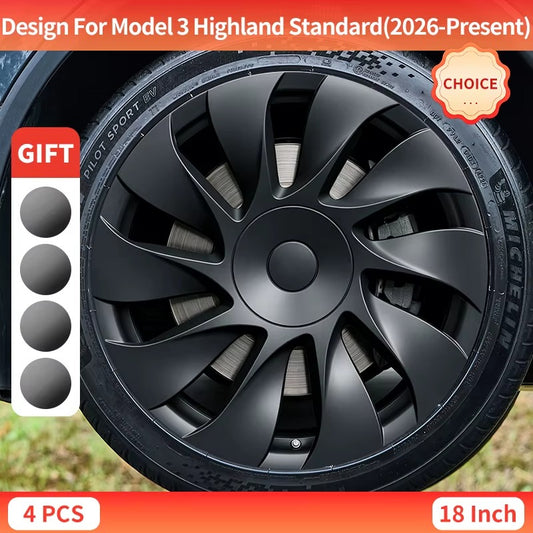 EVKITT 4PCS for Tesla 2026 Model 3 Highland Standard 18 Hub Caps, Full Rim Covers Replacement Wheel Cover Accessories for Standard Edition