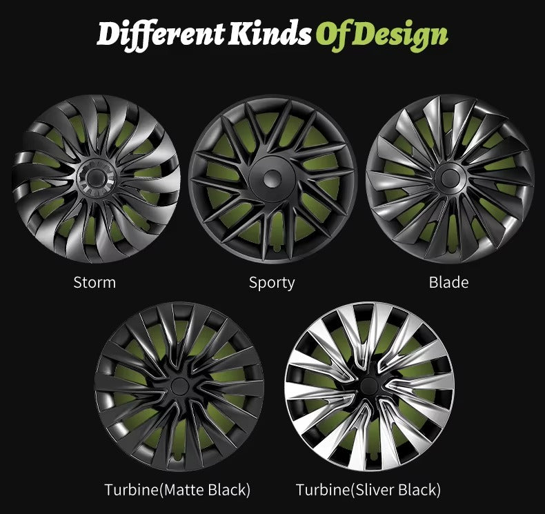 EVKITT 4PCS for Model 3 Highland (2024-2026) 18 Inch Right＆Left Hubcaps Storm Style Replacement Accessories Wheel Cover for Tesla