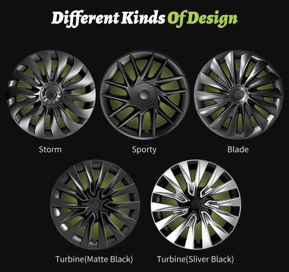 EVKITT 4PCS for Model 3 Highland (2024-2026) 18 Inch Right＆Left Hubcaps Storm Style Replacement Accessories Wheel Cover for Tesla
