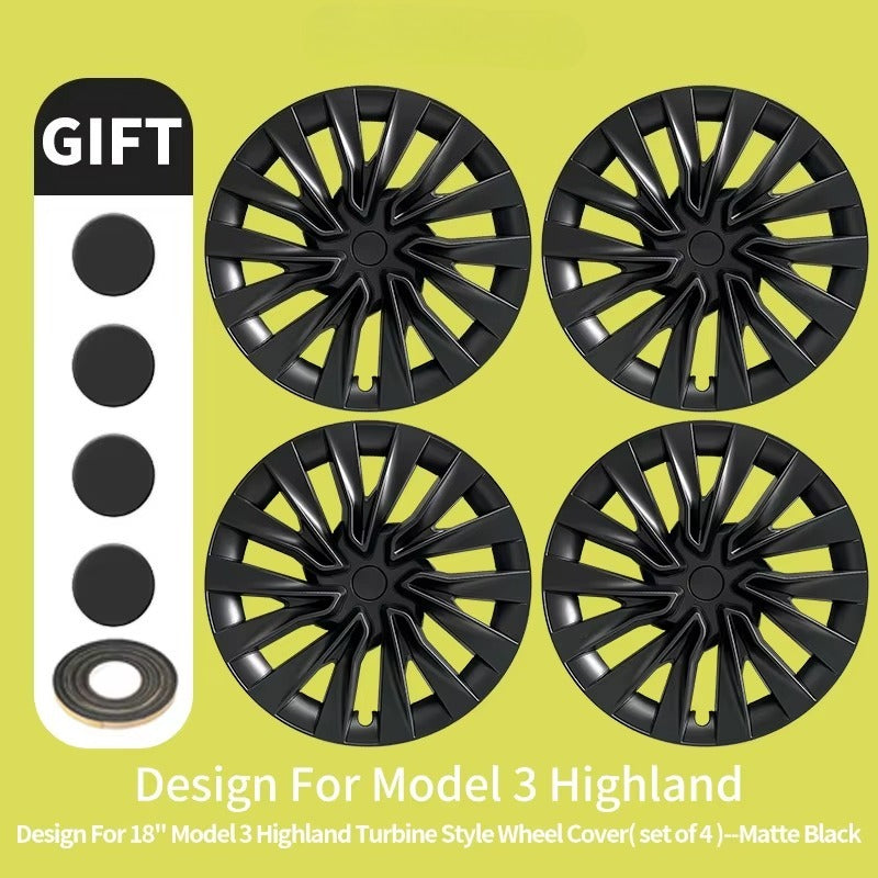 EVKITT 4PCS for Model 3 Highland (2024-2026) 18 Inch Right＆Left Hubcaps Storm Style Replacement Accessories Wheel Cover for Tesla
