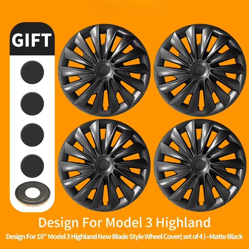 EVKITT 4PCS for Model 3 Highland (2024-2026) 18 Inch Right＆Left Hubcaps Storm Style Replacement Accessories Wheel Cover for Tesla