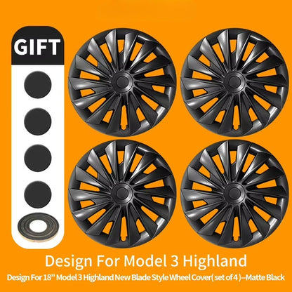 EVKITT 4PCS for Model 3 Highland (2024-2026) 18 Inch Right＆Left Hubcaps Storm Style Replacement Accessories Wheel Cover for Tesla