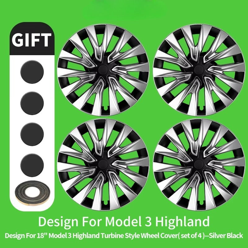 EVKITT 4PCS for Model 3 Highland (2024-2026) 18 Inch Right＆Left Hubcaps Storm Style Replacement Accessories Wheel Cover for Tesla