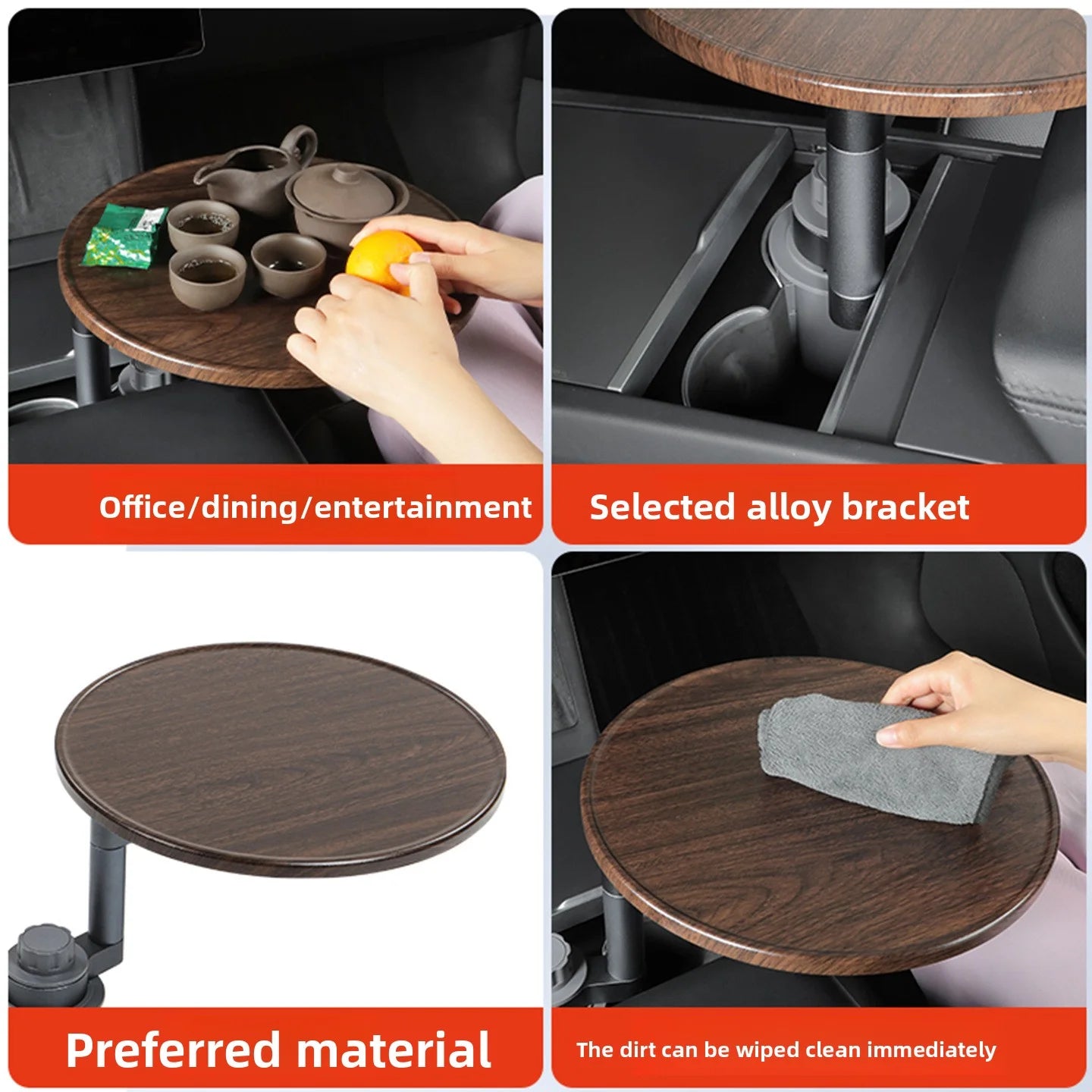 EVKITT 360° Swivel Floating Tray Table Cup Holder Expander for Tesla Model 3 Model Y Universal