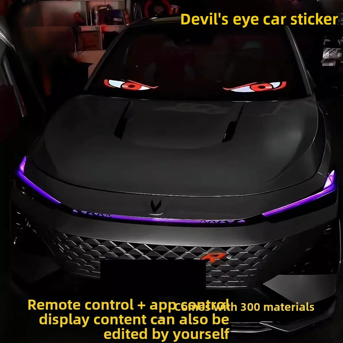 EVKITT Car Devil's Eye Dynamic LED Display for Tesla Model Y 3 S X & Trucks (Flexible Polymer, App Control 2-Pack)