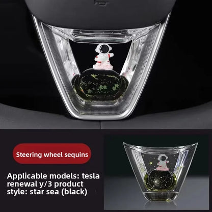 EVKITT for Tesla Model 3 Highland Model Y juniper Car Steering Wheel Dynamic Sequins Advanced Feel