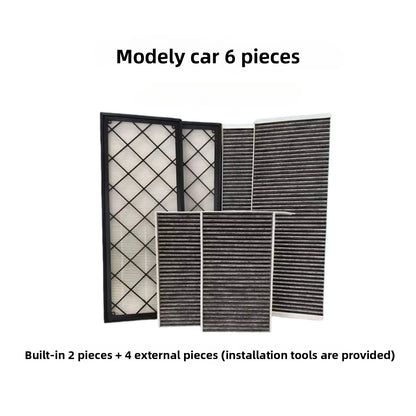 EVKITT for Tesla Model 3 Model Y 2021–2026 HEPA Air Conditioner Air Filter Element Inner & Outer Full Set Activated Carbon Cabin Filter 6-Piece Kit Replacement Accessory