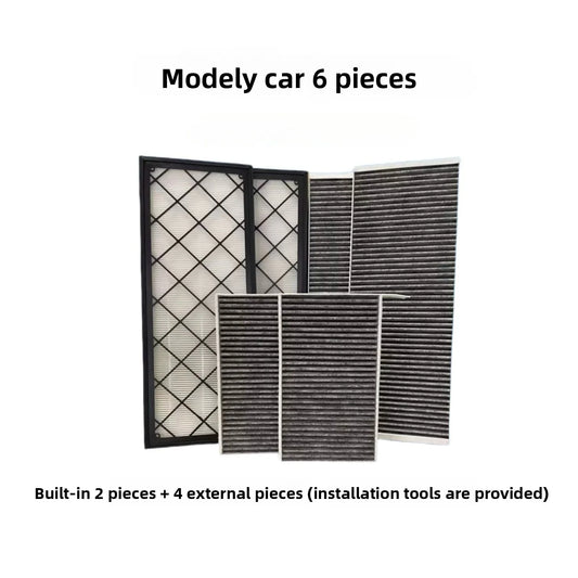 EVKITT for Tesla Model 3 Model Y 2021–2026 HEPA Air Conditioner Air Filter Element Inner & Outer Full Set Activated Carbon Cabin Filter 6-Piece Kit Replacement Accessory