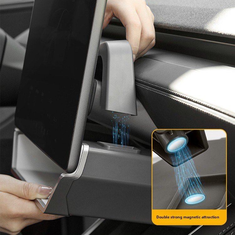 EVKITT Center Console Screen Storage Box for Tesla Model Y Juniper & Model 3 Highland 2024-2026 Magnetic Cyber Style Organizer