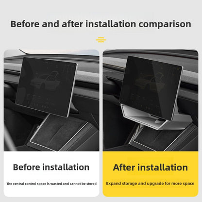 EVKITT Center Console Screen Storage Box for Tesla Model Y Juniper & Model 3 Highland 2024-2026 Magnetic Cyber Style Organizer